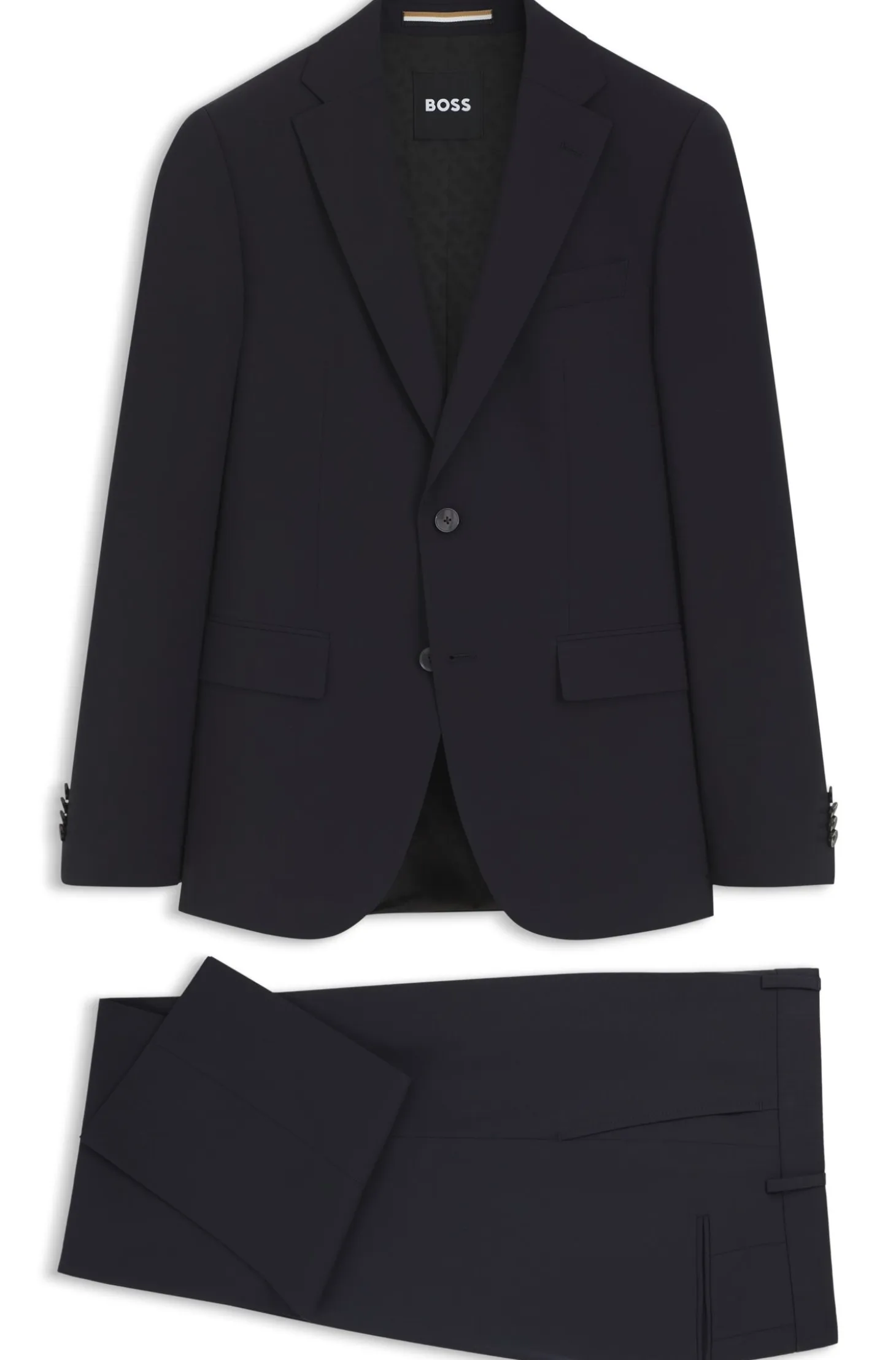 Two-piece suit in a melange stretch-wool blend