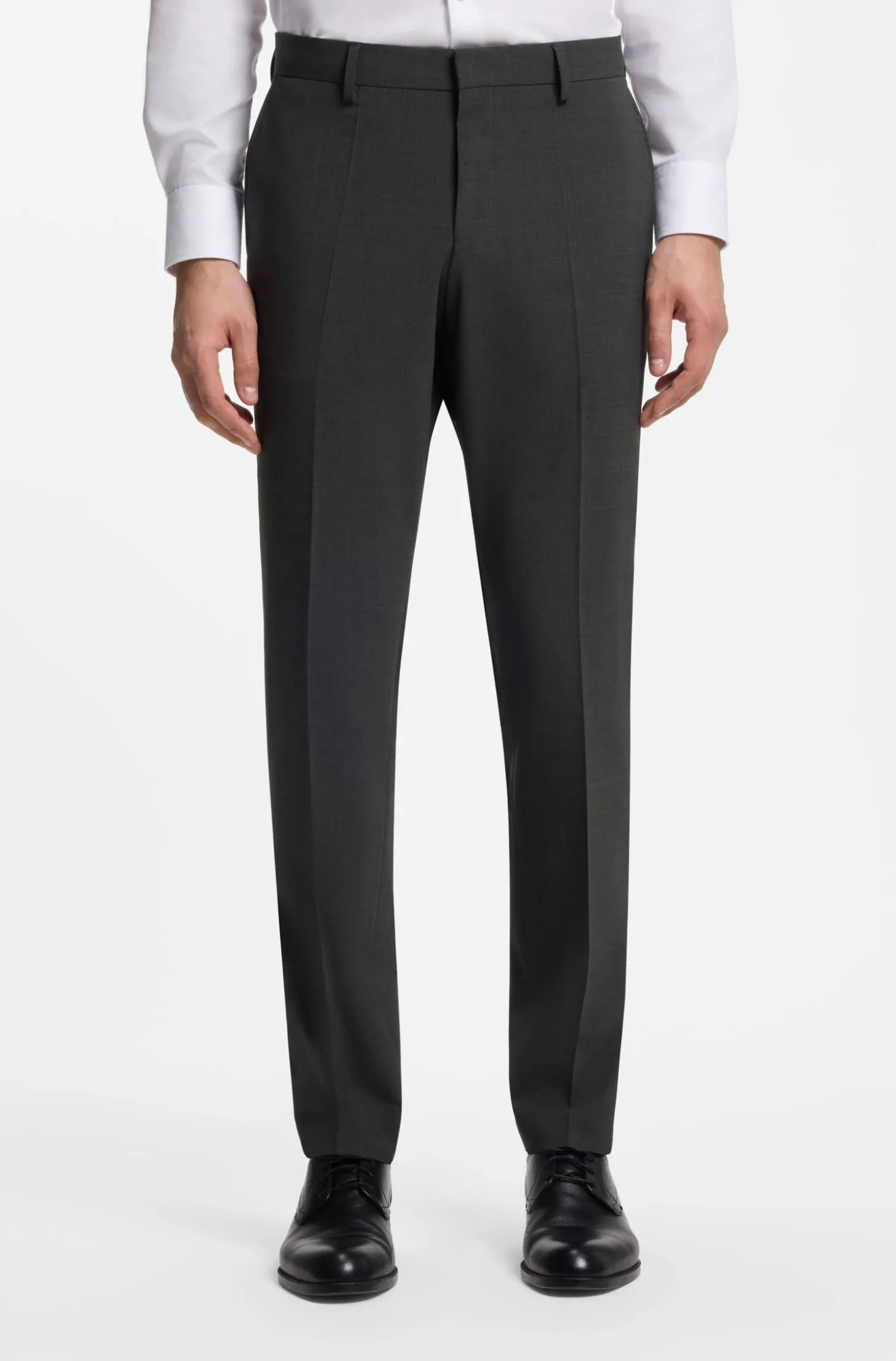 Two-piece suit in a melange stretch-wool blend