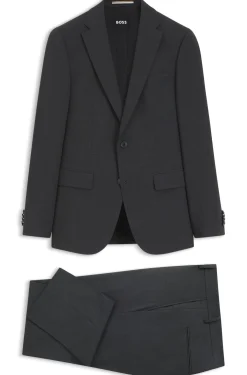 Two-piece suit in a melange stretch-wool blend