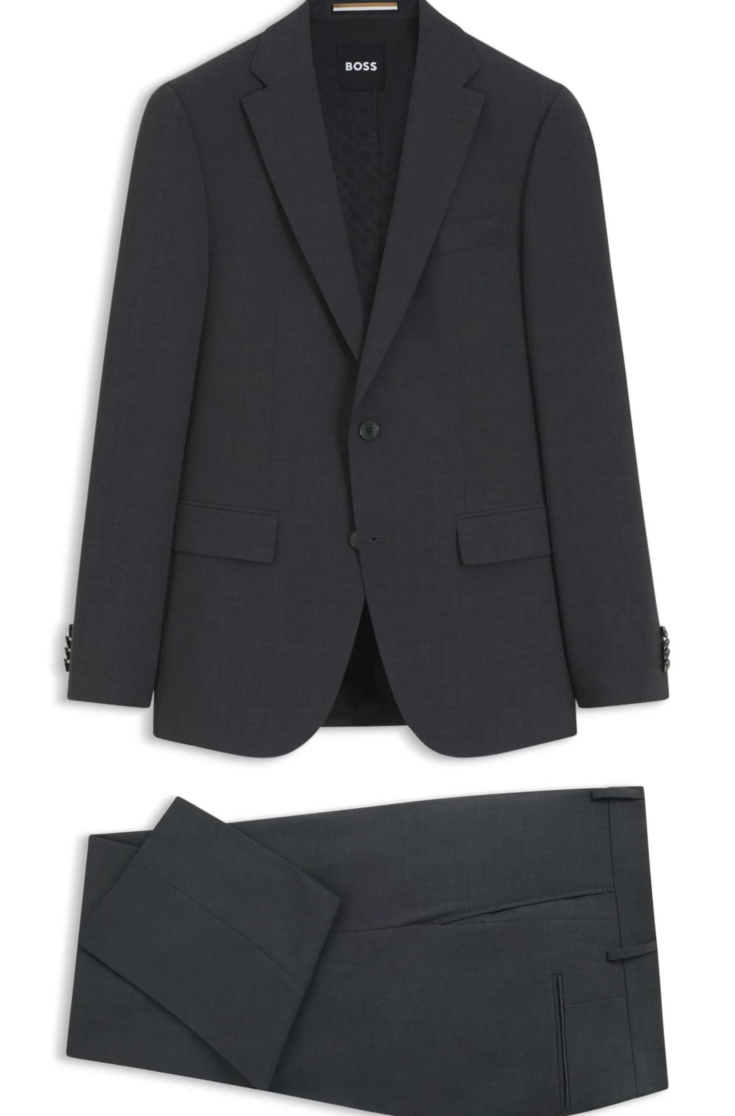 Two-piece suit in a melange stretch-wool blend