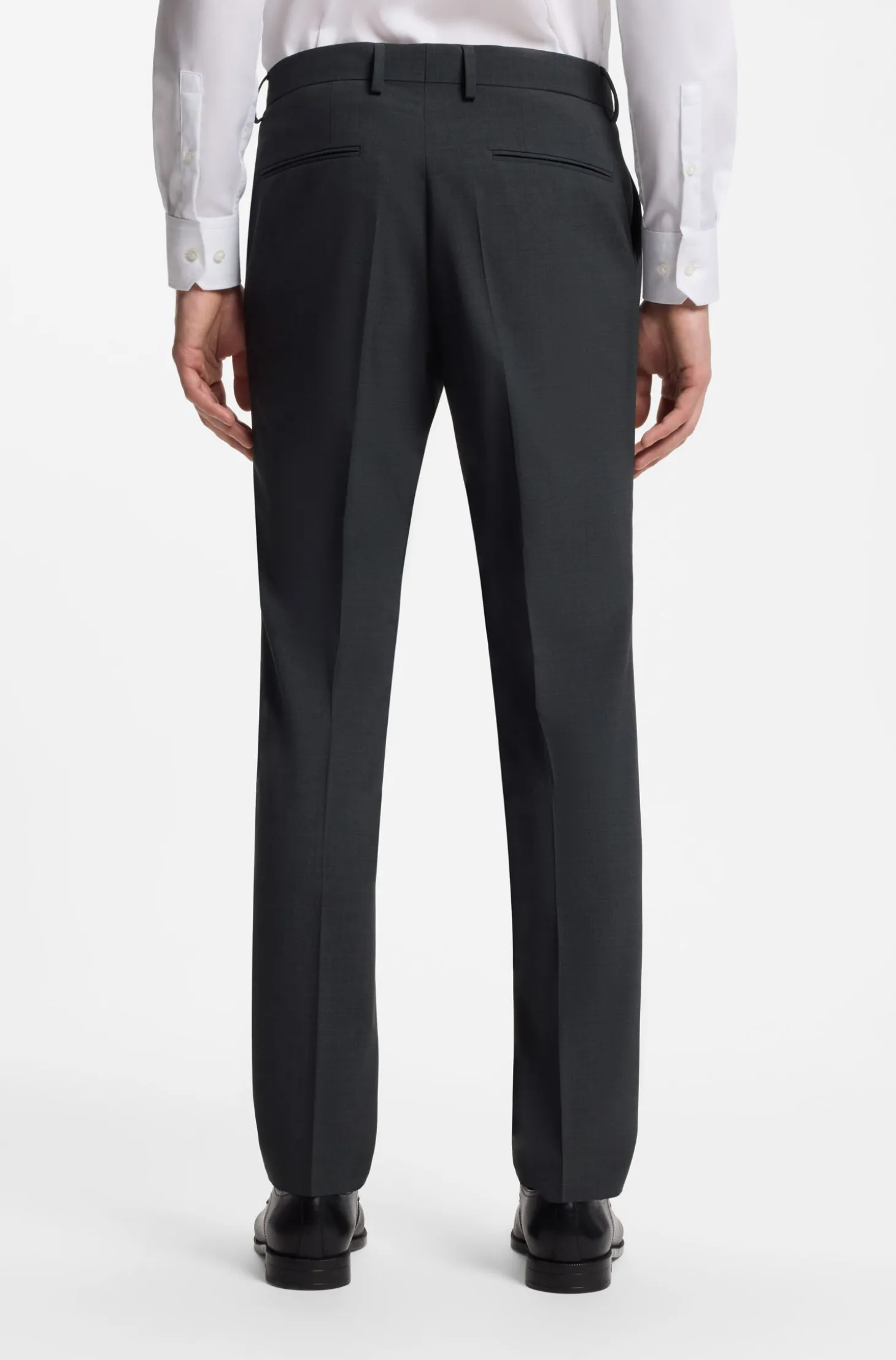 Two-piece suit in a melange stretch-wool blend