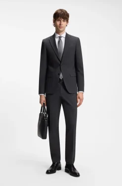 Two-piece suit in a melange stretch-wool blend