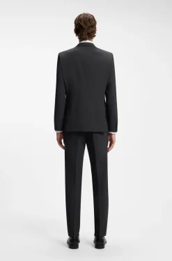 Two-piece suit in a melange stretch-wool blend