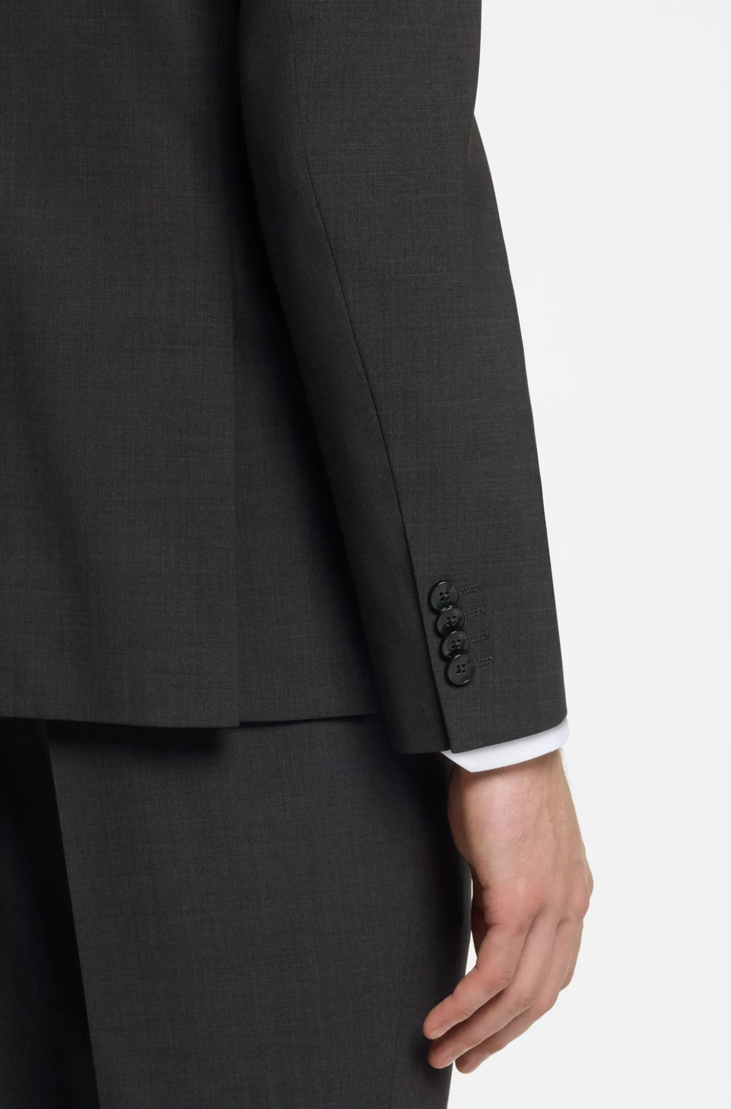 Two-piece suit in a melange stretch-wool blend