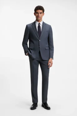 Two-piece suit in micro-patterned stretch fabric