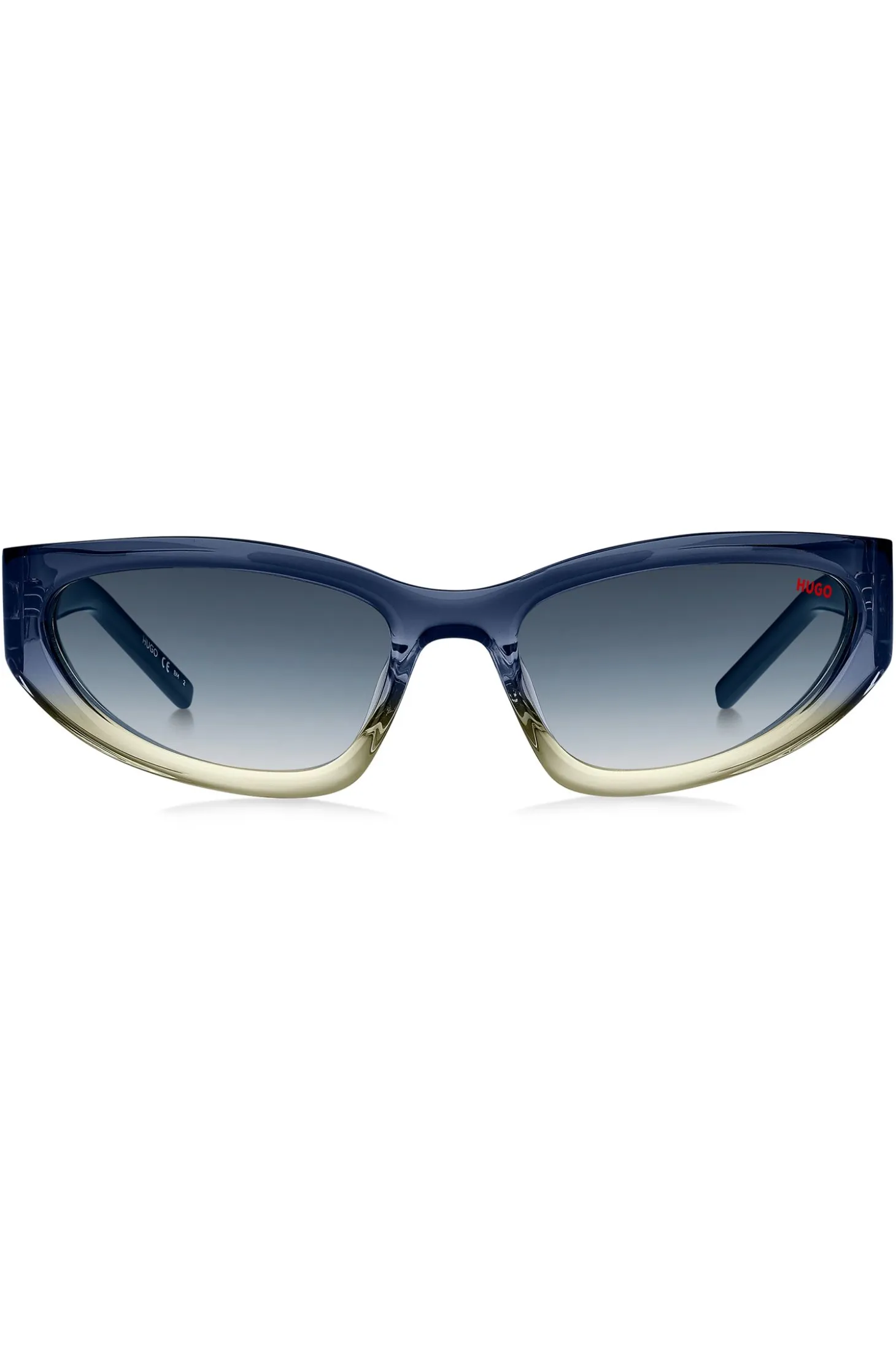 Two-tone sunglasses in blue and yellow acetate
