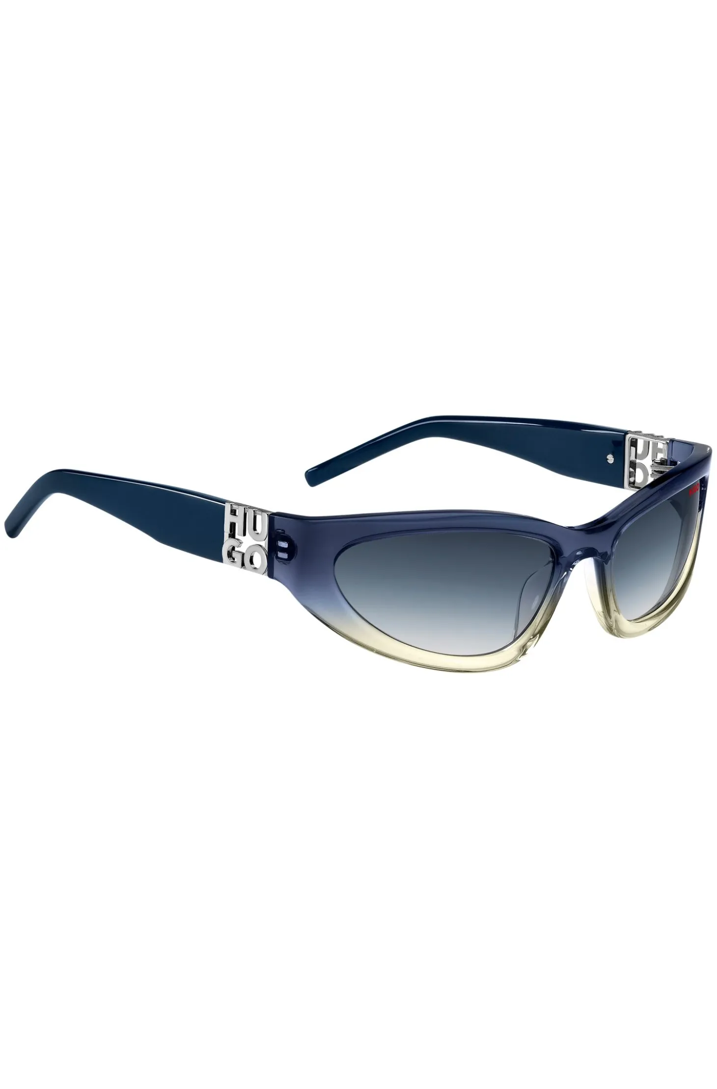 Two-tone sunglasses in blue and yellow acetate