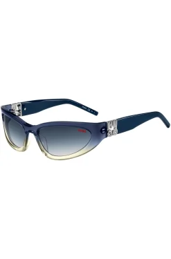 Two-tone sunglasses in blue and yellow acetate