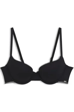 Underwire bra in microfibre with lace inserts