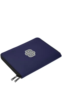 Varsity-inspired folder with oversized logo patch