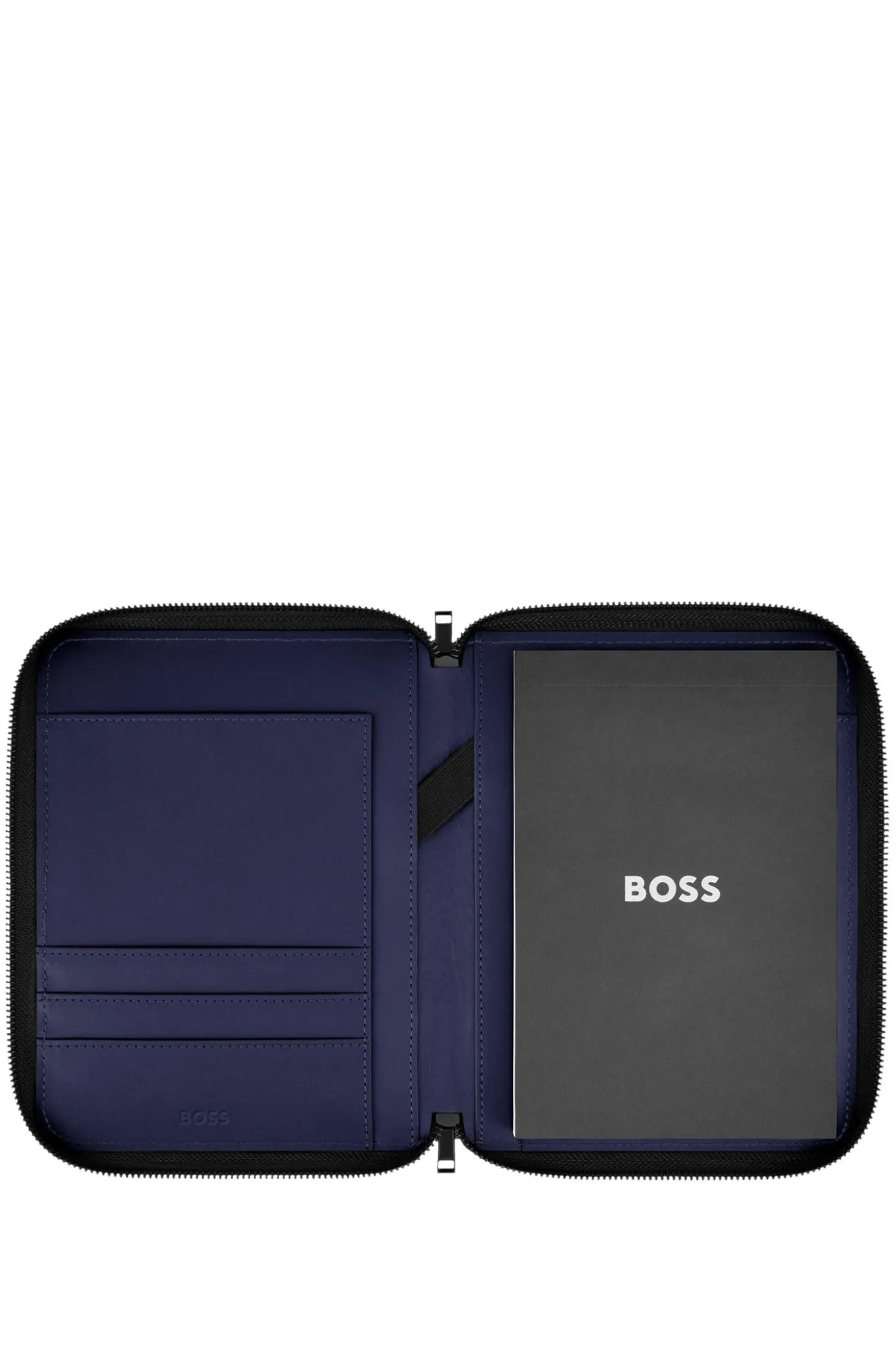 Varsity-inspired folder with oversized logo patch