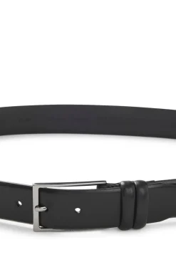 Vegetable-tanned leather belt with gunmetal hardware
