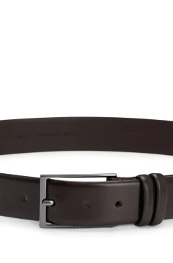 Vegetable-tanned leather belt with gunmetal hardware