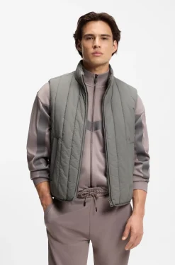 Vertical-quilted gilet with logo detail