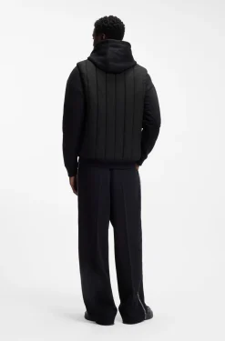 Vertical-quilted gilet with logo detail