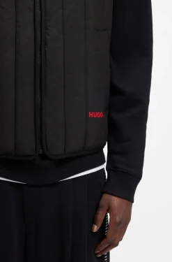 Vertical-quilted gilet with logo detail