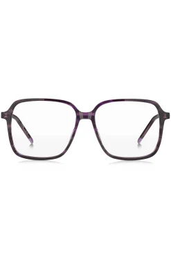Violet-horn optical frames with temple logo