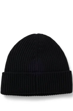 Virgin-wool beanie hat with stacked logo