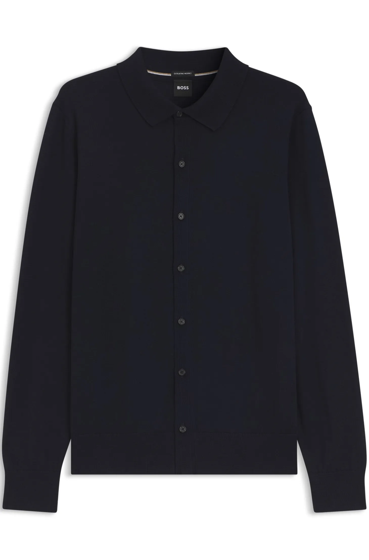 Virgin wool cardigan with a polo collar
