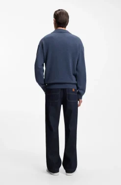Virgin-wool sweater with Johnny collar