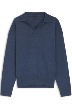 Virgin-wool sweater with Johnny collar
