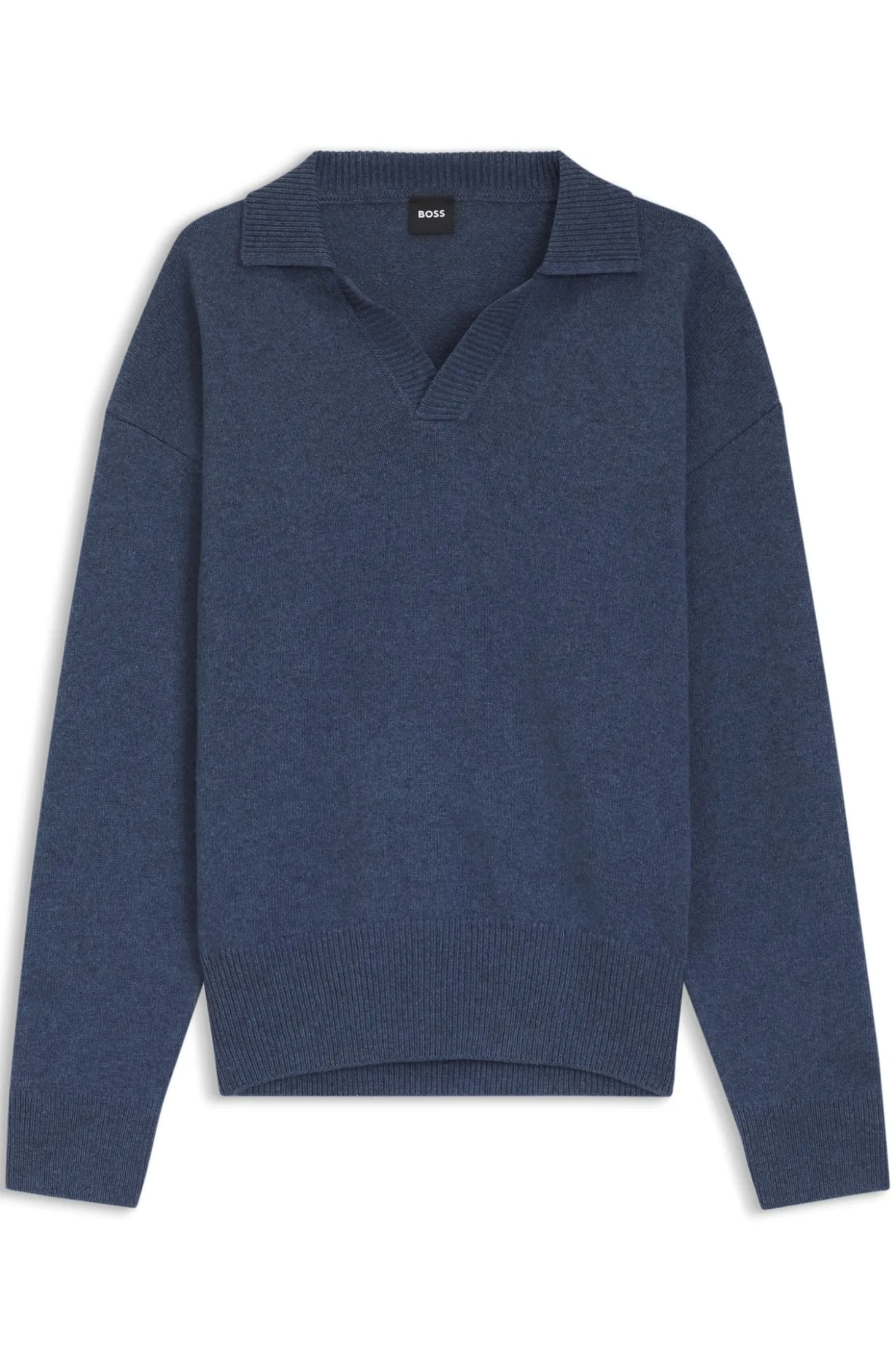 Virgin-wool sweater with Johnny collar