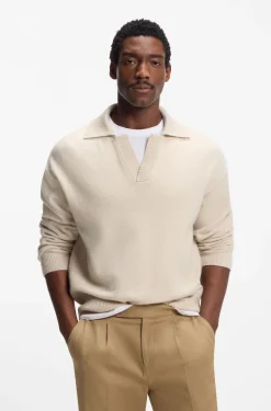 Virgin-wool sweater with Johnny collar