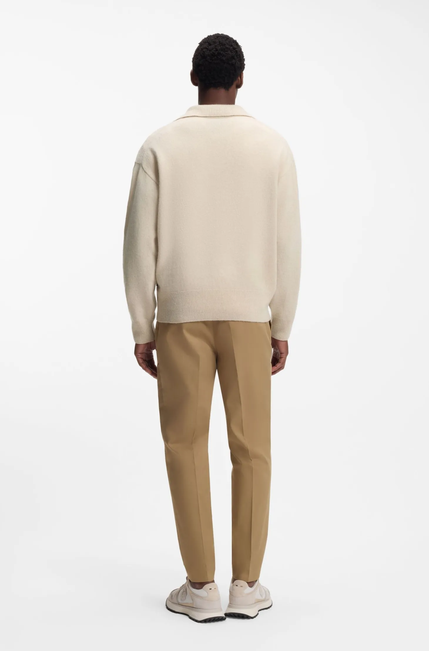 Virgin-wool sweater with Johnny collar