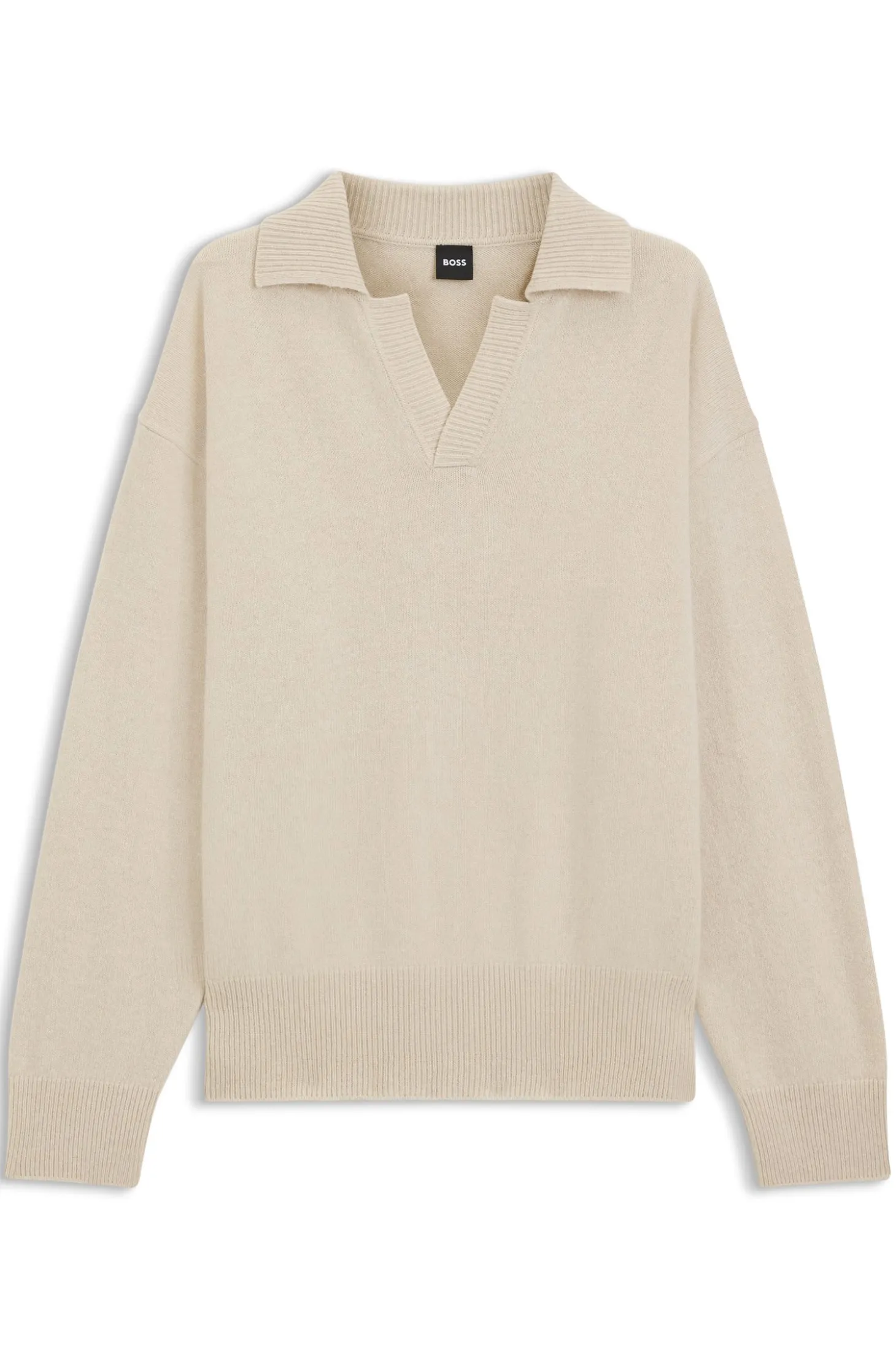 Virgin-wool sweater with Johnny collar