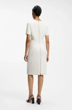 V-neck business dress with seam details