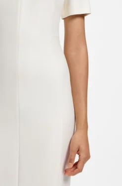 V-neck business dress with seam details