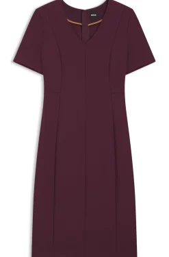 V-neck business dress with seam details