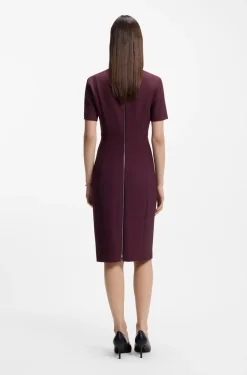 V-neck business dress with seam details