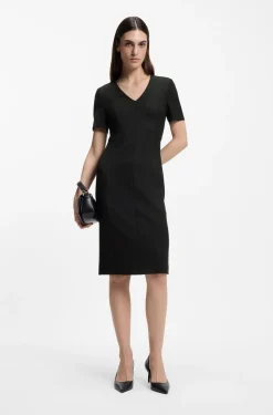 V-neck dress in stretch fabric