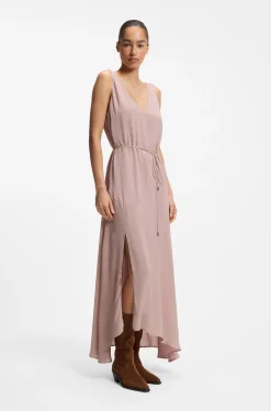 V-neck slip dress in crepe de chine