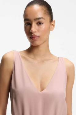 V-neck slip dress in crepe de chine
