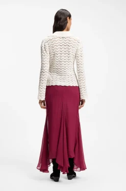 V-neck sweater in an open-knit cotton blend