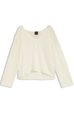 V-neck sweater in cashmere and wool