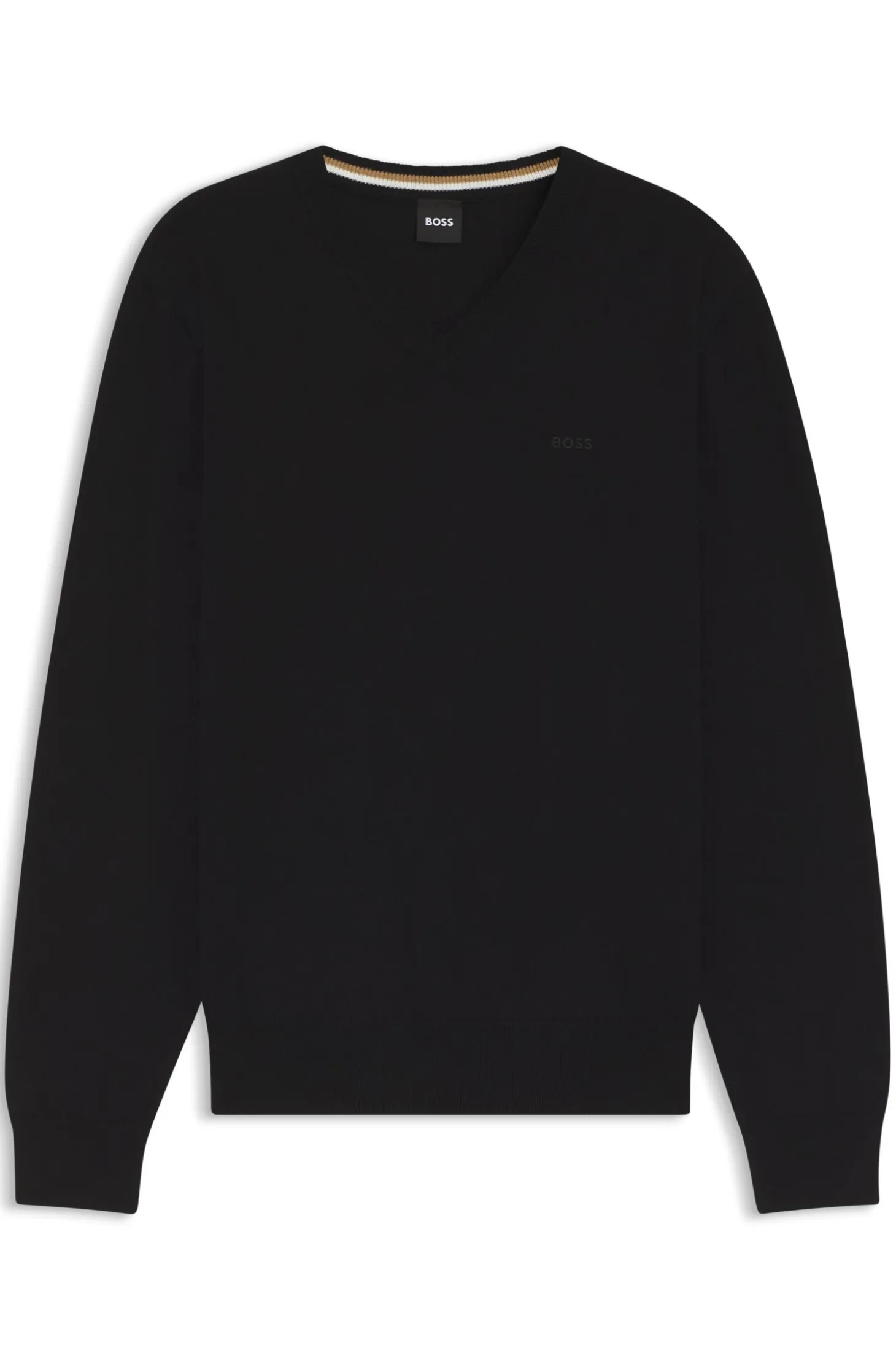 V-neck sweater in cotton with logo embroidery