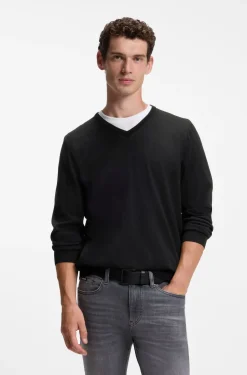 V-neck sweater in extra-fine merino wool