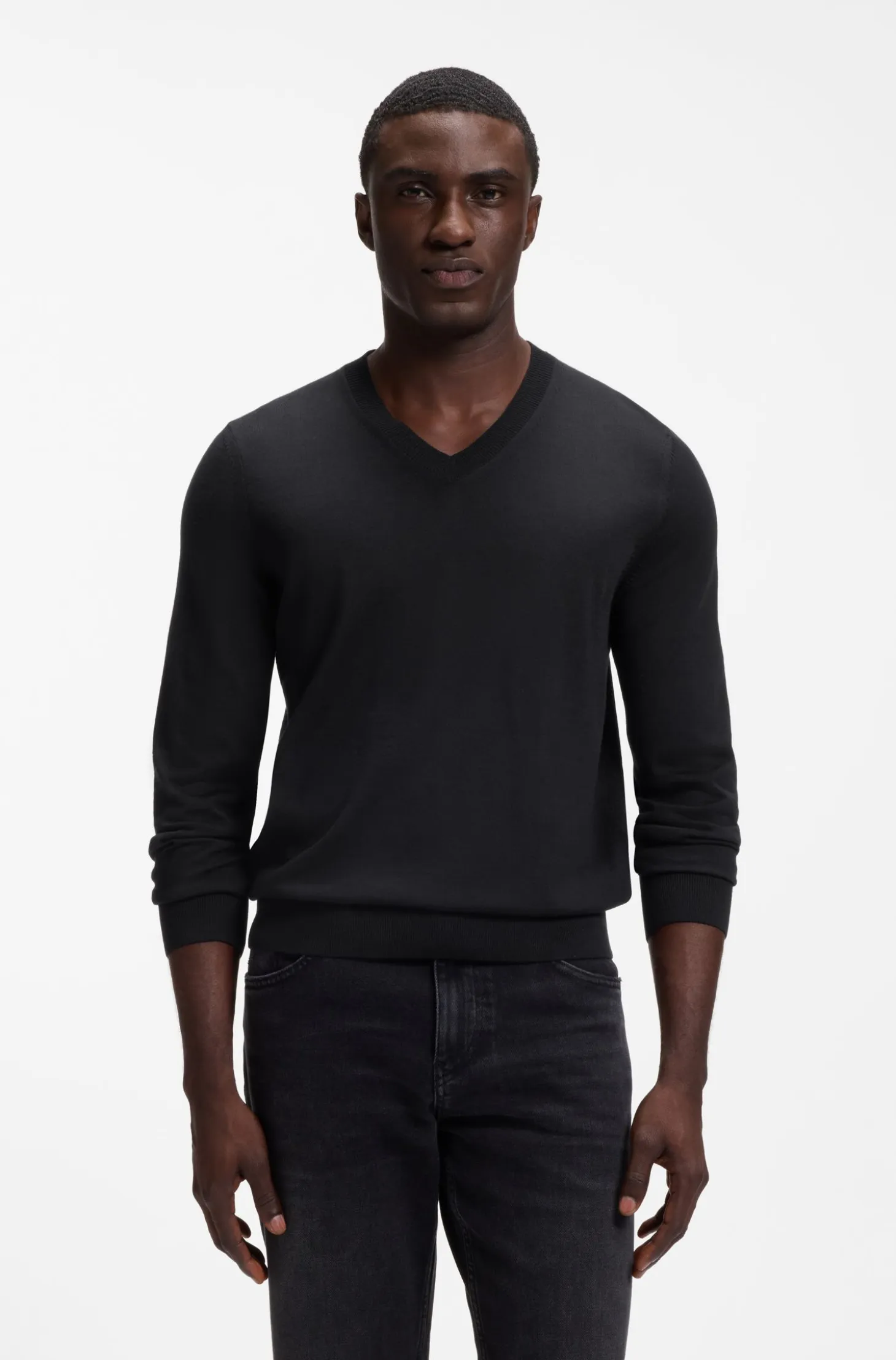 V-neck sweater in extra-fine merino wool