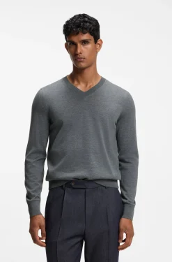 V-neck sweater in extra-fine merino wool