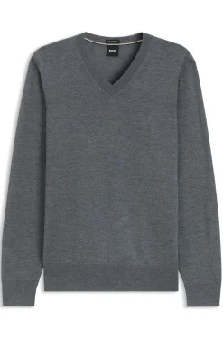 V-neck sweater in extra-fine merino wool