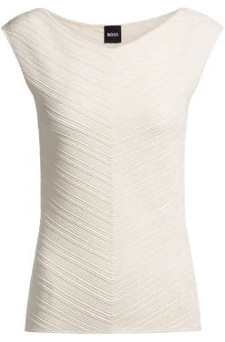 V-neck top with knitted structure