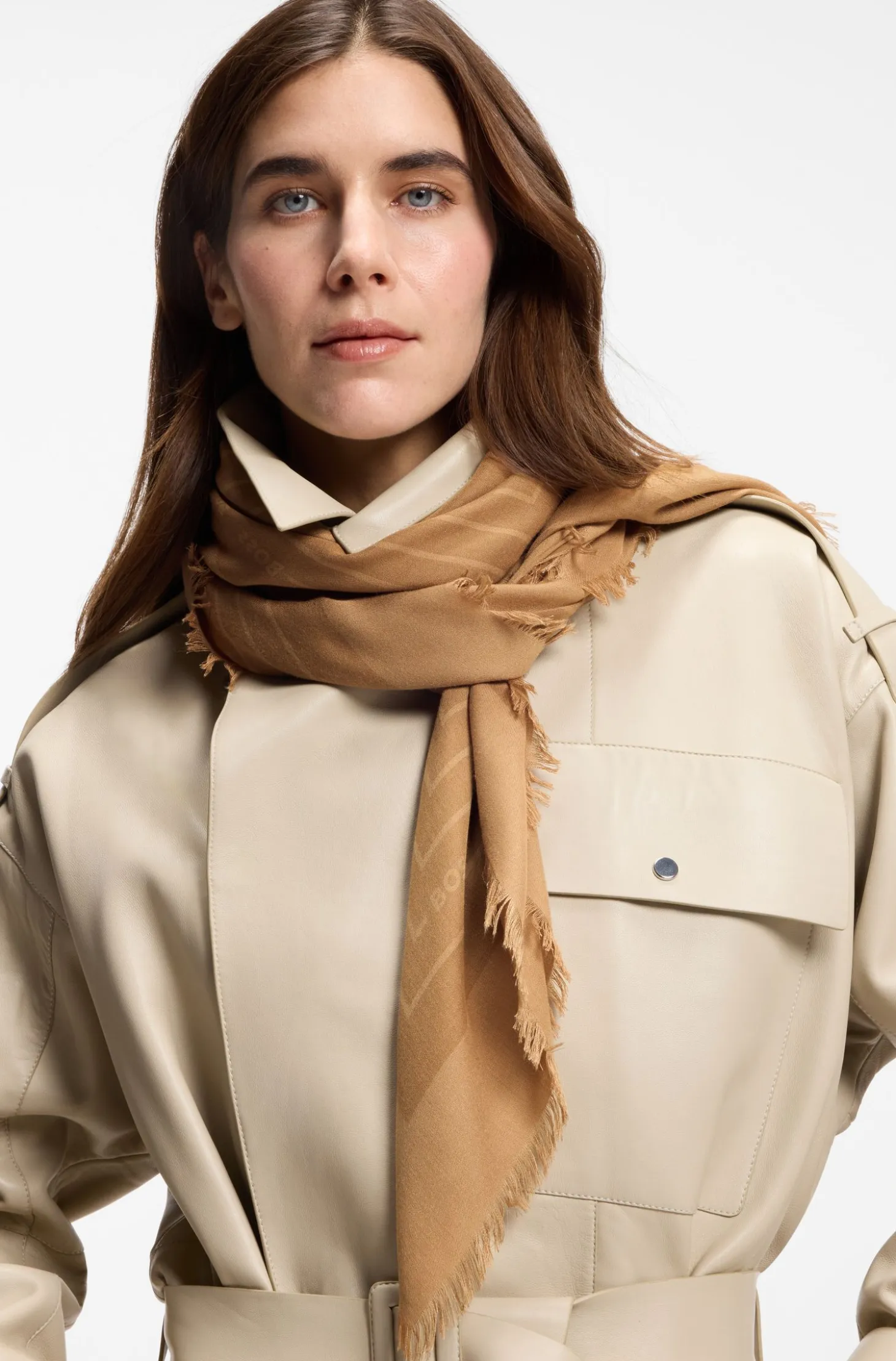 Voile scarf with logo print