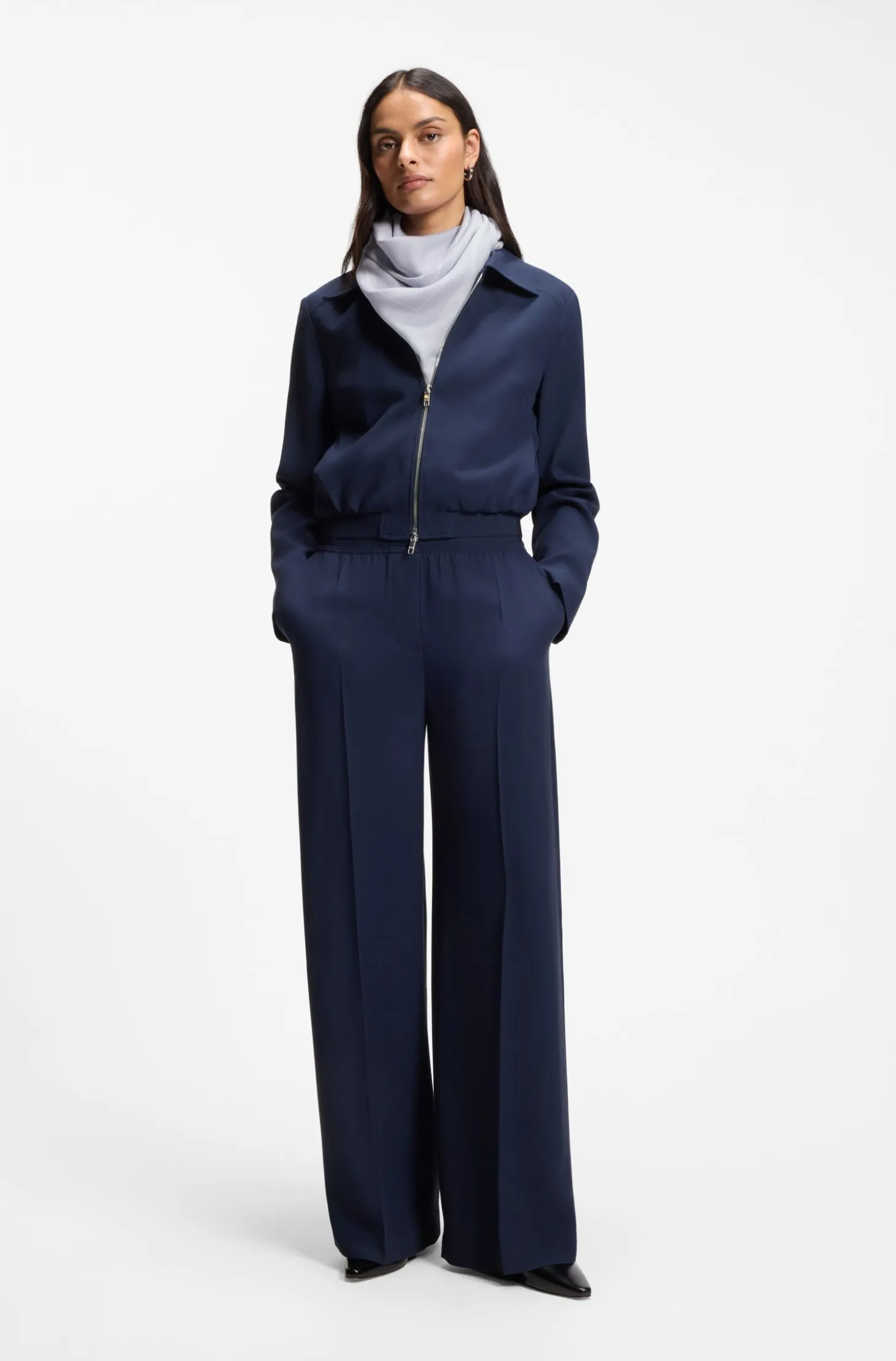 Voile scarf with logo print