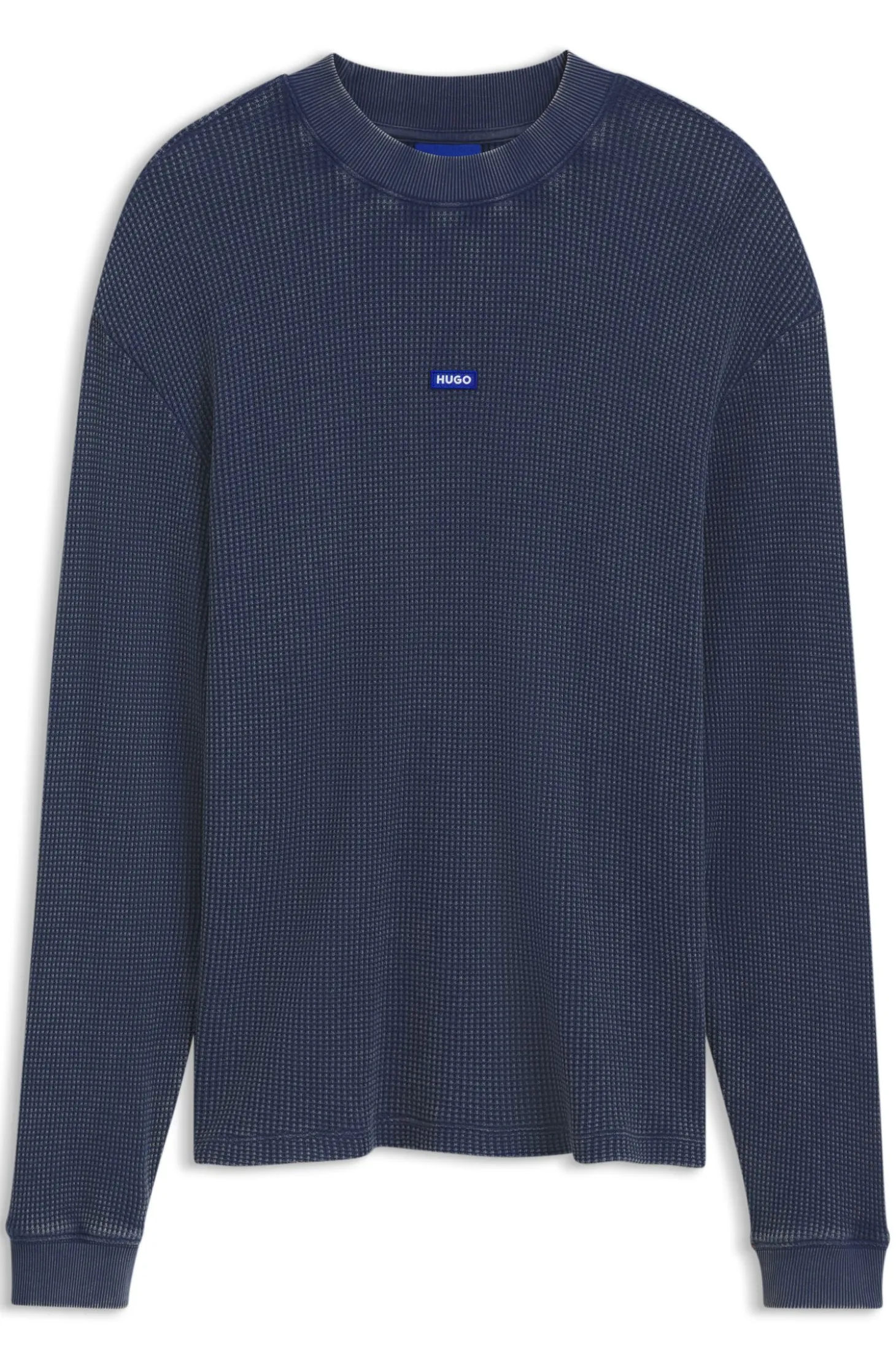Waffle-cotton T-shirt with logo badge