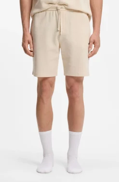 Waffle-structured pyjama shorts with embroidered logo