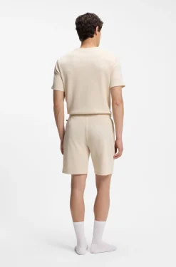 Waffle-structured pyjama shorts with embroidered logo