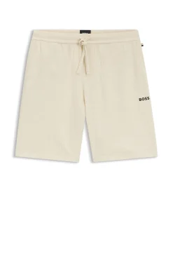Waffle-structured pyjama shorts with embroidered logo